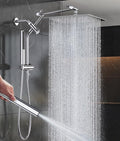 Veken All Metal 12" Large Shower Head with Handheld, Full Body Coverage，Luxurious Square Double Large Rain Shower Heads,Power Wash Wand, Dual Big Detachable Rainfall Showerhead with Spray Combo,Chrome