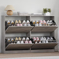 BORNOON Shoe Cabinet with 4 Flip Drawers, Narrow Hidden Shoe Storage Cabinet, Slim Freestanding Shoe Rack Organizer for Entryway, Hallway, Bedroom, Living Room