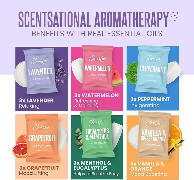 Cleverfy Shower Steamers Aromatherapy - Birthday Gifts for Women, Mom, Wife, Grandma, Her, Best Friend, Daughter, Sister, Teens & Girlfriend - 18 Tablets