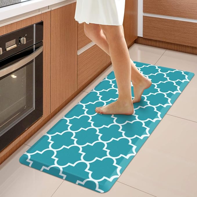 WISELIFE Kitchen Mat Cushioned Anti-Fatigue Kitchen Rug,17.3"x 39",Non Slip Waterproof Kitchen Mats and Rugs Heavy Duty PVC Ergonomic Comfort Mat for Kitchen, Floor Home, Office, Sink, Laundry, Green