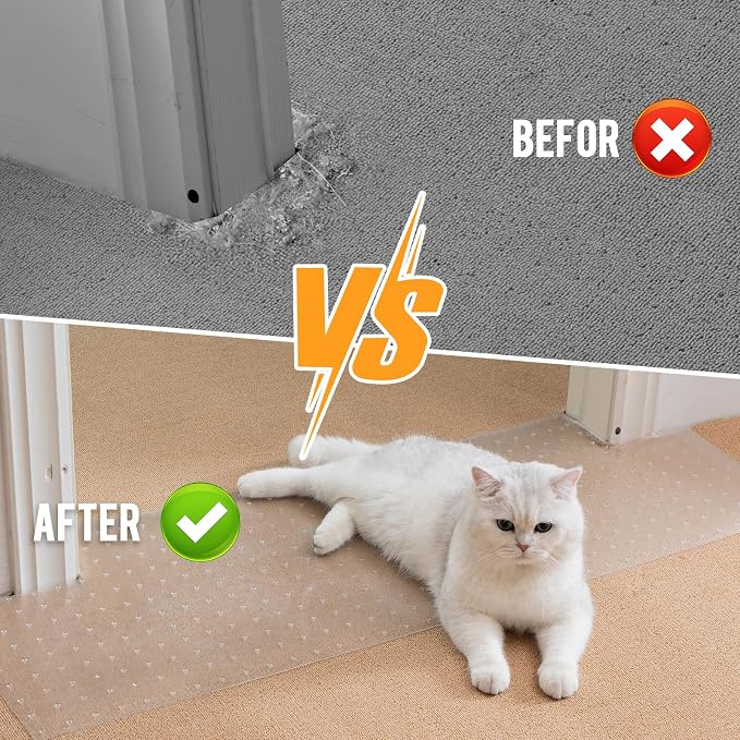 Uross Carpet Protector for Pets 3.28FT-Cat Carpet Protector for Doorway, Anti Cat Scratch Plastic Mat, Under Door Cat Scratch Floor Protector Carpet Scratch Stopper