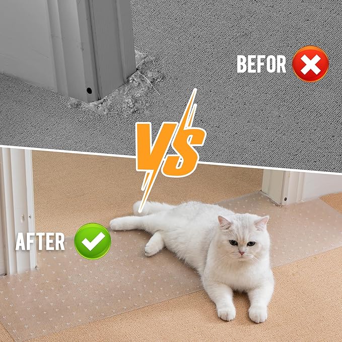 Uross Carpet Protector for Pets 9.84FT - Anti-Scratch Mat for Doorway, Under Door Floor Protector, Cat Scratch Stopper