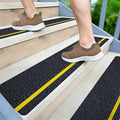 LifeGrip Anti Slip Traction Treads with Reflective Stripe (15-Pack), 6" X 28", Best Grip Tape Grit Non Slip, Outdoor Non Skid Tape, High Traction Friction Abrasive Adhesive for Stairs Step, Black