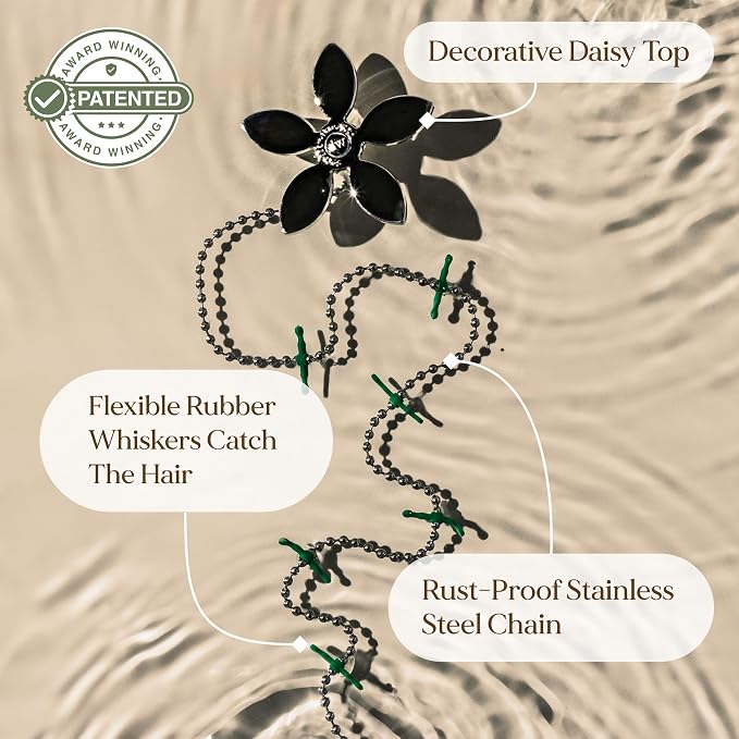 DrainWig Shower Drain Hair Catcher – Disposable Bathroom Hair Trap, Easy to Install in Shower Drain Cover, Helps Prevent Clogs – As Seen on Shark Tank – Silver Flower (2-Pack)