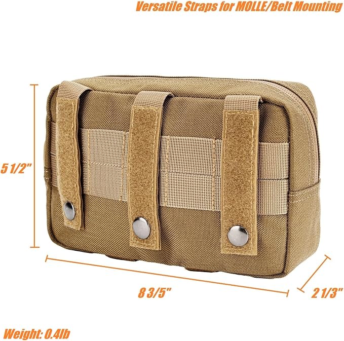 Mini Modular Admin Pouch Tactical MOLLE Utility Tool Pouch for Chest Rig Duty Vest Battle Belt Backpack Accessory Small Dangler Bag EDC Gear Carrier IFAK Medical Kit Organizer