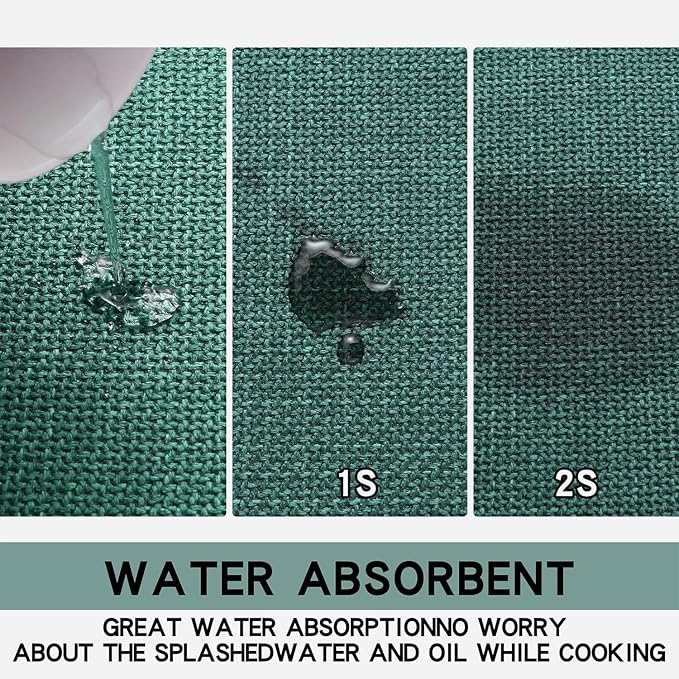 SUMLANS Kitchen Mat Set of 2 PCS, Christmas Cushioned Non Slip Rugs for Kitchen Floor, Absorbent Runner Comfort Standing Mats Washable for Kitchen, Office, Home (Green, 17.3"x47"+17.3"x71")
