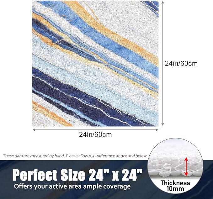 Non Slip Shower Mat - 24x24 Inch Soft and Comfortable Square Shower Mat, PVC Loofah Massage Showe Mat for Inside Shower, Anti Slip Mat for Shower, Tub, Floor, Bathroom, Kitchen, Hotel, Quick Drying
