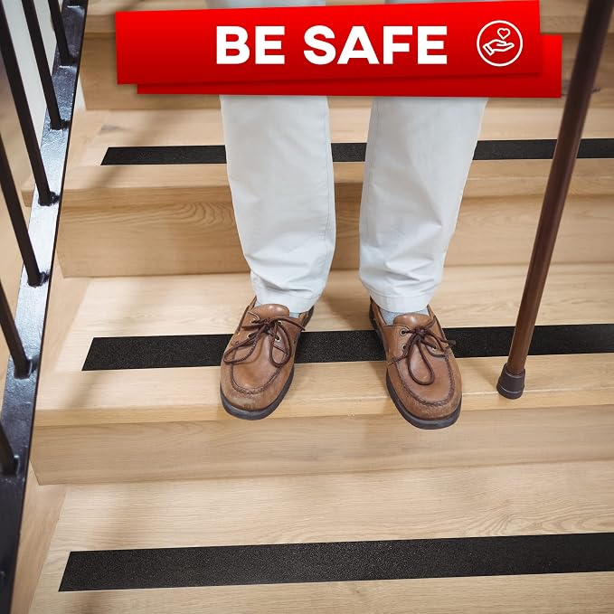 Grip Tape - Heavy Duty Anti Slip Tape for Stairs Outdoor/Indoor Waterproof 2Inch x 35Ft Safety Non Skid Roll for Stair Steps Traction Tread Staircases Grips Adhesive Non Slip Strips Nonslip Walk Black