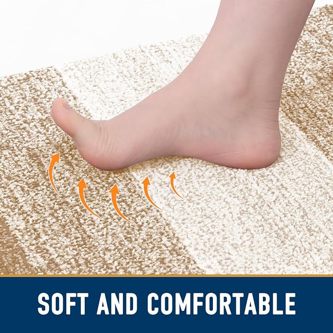 Smiry Dog Door Mat for Muddy Paws, Absorbs Moisture and Dirt, Low-Profile Entryway Mat with Non-Slip Backing, Entry Indoor Outdoor Doormat for Inside Floor (59x20 Inches, Beige, Striped)