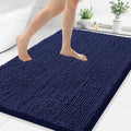 Smiry Luxury Chenille Bathroom Rugs 44x32, Extra Soft and Absorbent Shaggy Bath Mat, Machine Washable, Non-Slip Plush Carpet Runner for Tub, Shower, and Floor, Home Decor Accessories, Navy Blue
