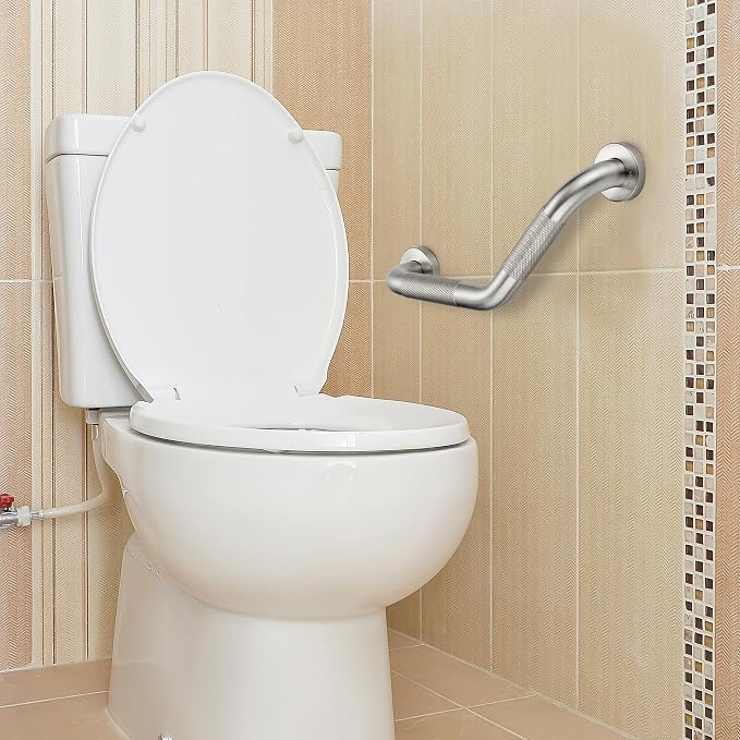 Grab Bars for Bathtubs and Showers- 1-1/4 x 16 Angled Shower Grab Bar for Seniors Knurled Stainless Steel Handicap Grab Bars for Wall (Brushed Nickel, 1 Pack)
