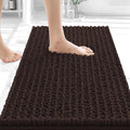 OLANLY Bathroom Rug Mat 24x16, Thick Soft and Absorbent Chenille Bath Mat, Non-Slip Rubber Backing, Machine Washable Quick Dry Bath Rugs for Tub Shower Floor, Home Decor Accessories, Brown