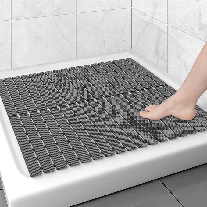 MBOSS Bathtub Mat Non Slip,Super Soft Bath Mat for Tub 24 X 24 Inch,Shower Mat with Suction Cups and Drain Holes,Non Slip Bathtub Mat for Elderly