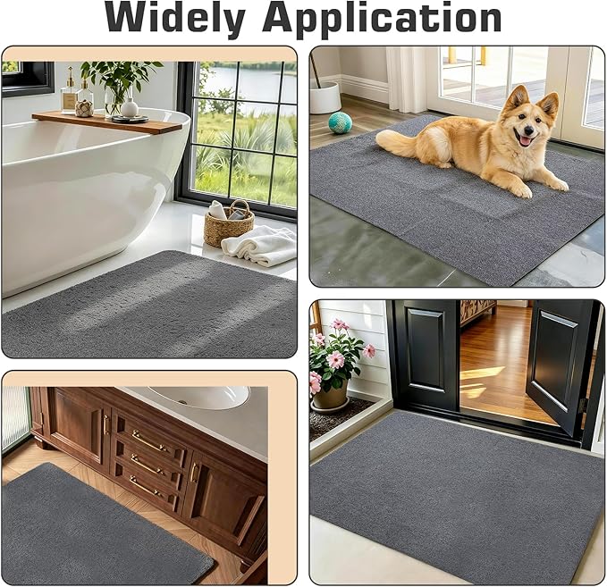 58x44 Extra Large Shower Mat, Non Slip Shower Mats for Inside Shower, Bathtub Mat Non Slip, Soft PVC Loofah Anti Slip Shower Stall Mat for Bathroom & Wet Area, Quick Drying, Grey