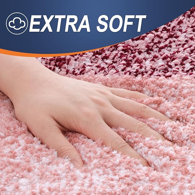 OLANLY Small Bathroom Rugs Mat 24x16, Extra Soft Absorbent Microfiber Bath Rugs, Rubber Backing, Quick Dry, Machine Washable Bath Mats for Bathroom Floor, Tub and Shower, Home Decor Accessories, Red