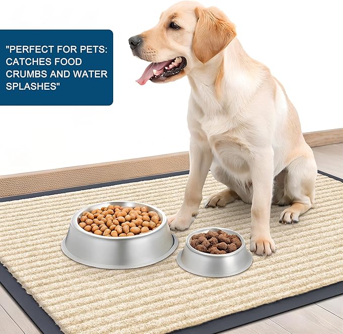 OLANLY Front Door Mat Indoor Outdoor Entrance, 2-Pack 71 x 47 Inch, Waterproof Heavy Duty Doormat, Fade Resistant, Low Profile, Easy Clean Patio Porch Welcome Floor Mats for Entry, Beige