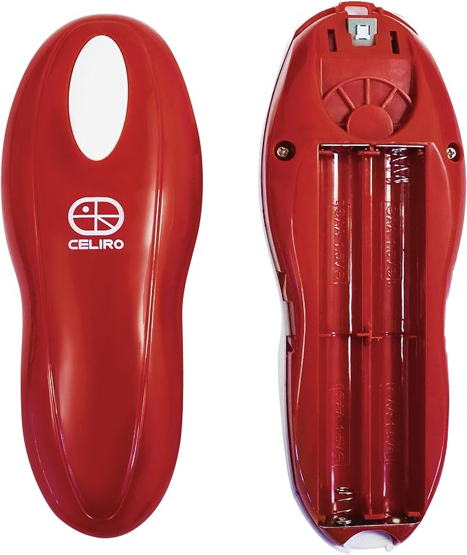A1 Electric Can Opener – Smooth Edge Tin Opener with Easy-Touch Start & Stop, Ergonomic, Compact & Cordless Design - Red