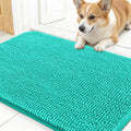 OLANLY Dog Door Mat for Muddy Paws 30x17, Absorbs Moisture and Dirt, Absorbent Non-Slip Washable Doormat, Quick Dry Chenille Mud Mat for Dogs, Entry Indoor Entryway Carpet for Inside Floor, Teal