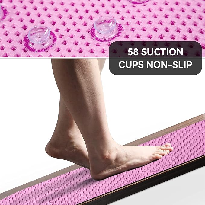 Non Slip Bathtub Mat 36” X 17” Shower Mat Soft Foam Bath Mats for Bathroom Tub, Bathtub Mat with Drain Holes, Suction Cups, Shower Mat Non Slip