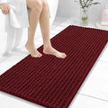 OLANLY Long Bathroom Rugs Runner 47x20, Thick Soft and Absorbent Chenille Bath Mat, Non-Slip, Machine Washable Quick Dry Bath Rugs for Tub Shower Floor, Home Decor Accessories, Burgundy