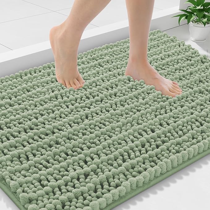 Smiry Bathroom Rugs Mat 36x24, Extra Soft Absorbent Chenille Bath Rugs, Non Slip Rubber Backing Machine Washable Quick Dry Bath Mats for Bathroom Floor, Tub, Shower, Home Decor Accessories, Sage Green