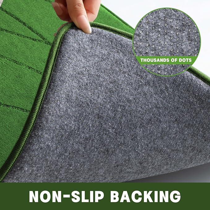 YIHOUSE Memory Foam Bathroom Rug Sets, Glass Green, 5 Pieces | Ultra Soft, Absorbent, Non-Slip, Machine Washable