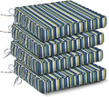 IPYNBAP Outdoor Chair Cushions Set of 4 -Waterproof Outdoor Seat Cushions for Patio Furniture, Patio Chair Cushion with Handle and Ties, Out Door Chair Pads,18.5x16x3-Square, Blue Stripe