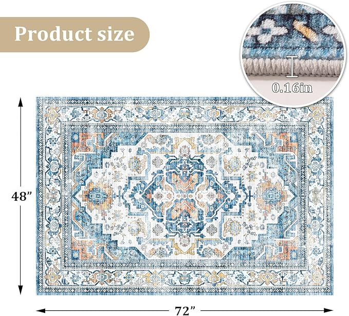 chakme Office Chair Mat for Hardwood Floor, 72"x48" Easy Glide Computer Desk Mat Protector for Rolling Chair Under Desk Rug Nonslip Backing, Machine Wash, (Boho)