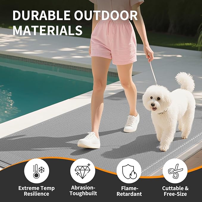 Front Door Mat 24''x36'', Drainage Heavy Duty Dirt Trapping Non-Slip Doormats, Outdoor Rubber Floor Mats, Restaurant Commercial Kitchen Industral Pool Entrance Bar Wet Area, Grey