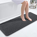 OLANLY Bathroom Runner Rugs 47x17, Soft Absorbent Chenille Bath Rugs, Rubber Backing Quick Dry, Machine Washable Long Bath Mats for Bathroom Floor, Tub and Shower, Home Decor Accessories, Dark Grey