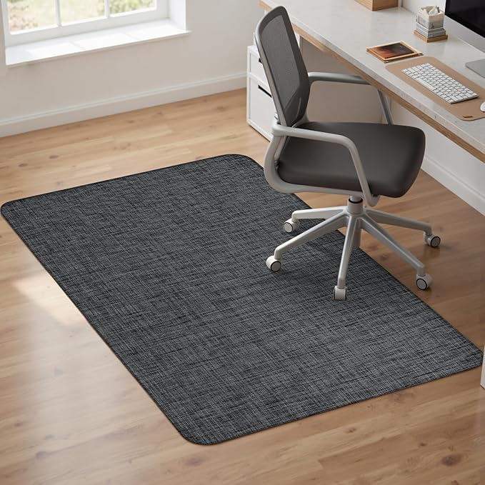 Sycoodeal Office Chair Mat for Hardwood & Tile Floor,Computer Gaming Chair Mat for Rolling Chairs Non-Curve, Anti-Slip, Heavy Duty Floor Protector for Home Office,Black (36" x 55")