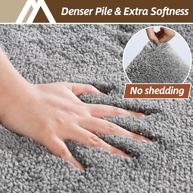 COSY HOMEER Bath Rugs for Bathroom Extra Thick - Anti-Slip Bath Mats Soft Plush Yarn Shaggy 100% Strong Mirco Polyeste Mat Living Room Bedroom Mat Floor Water Absorbent(Grey,24x36 - Inches)