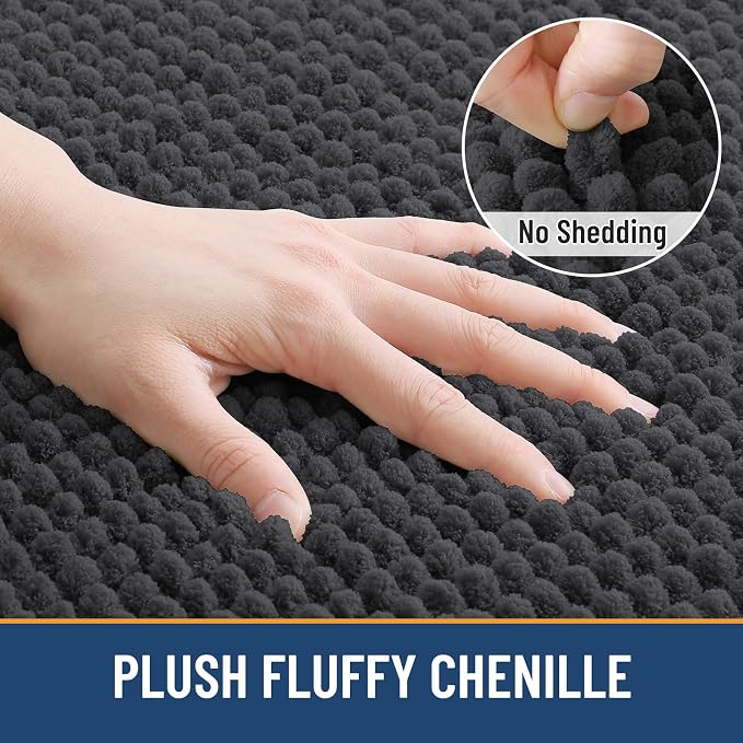 Arotive Bathroom Rugs 36" x 24", Ultra Soft Absorbent Chenille Bath Rugs, Non-Slip Rubber Backing, Machine Washable Bath Mats for Bathroom Floor, Tub and Shower, Home Decor Accessories, Dark Grey