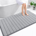 OLANLY Memory Foam Bath Mat 59x35, Super Soft Absorbent Bathroom Rugs, Quick Dry, Machine Washable Shower Floor Rugs, Bathmat Carpet, Bathroom Home Decor Accessories, Grey