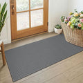 KOZYFLY 2x4 Entry Runner Rug, Small Washable Runners for Entryway, Non Slip Door Mat Indoor Entrance, Front Porch Carpet for Foyer, Kitchen, Bedroom, Bathroom, Grey/Dark Grey