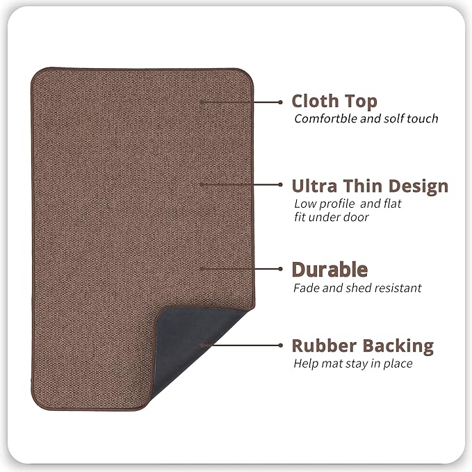 Bosap Bath Mat,Ultra Thin Bathroom Rugs,Rubber Bath Mats for Bathroom,No Slip Bath Rugs,Quick Dry,Machine Washable,Low Pile,Absorbent,Shower Outside,Sink,Home Decor Accessories.Brown,2'x3'(24x36inch)