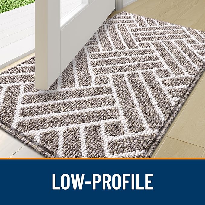 OLANLY Runner Indoor Door Mat, 70x23 Inch, Dirt Resistant and Absorbent, Non-Slip Rubber Backing Floor Mats, Easy Clean Low-Profile Doormat for Entryway, Front Door, and Inside Entrance, Khaki
