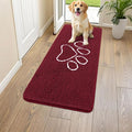 Smiry Dog Door Mat for Muddy Paws, Absorbent Dirt Trapper Non Slip Quick Dry Washable Chenille Mat for Mud Dogs, Entry Rug for Indoor and Outdoor (47x24 Inches, Burgundy and White)