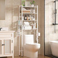 TETOTE Over-The-Toilet Storage Rack, 4-Tier Bathroom Organizer Shelf Over Toilet with Adjustable Shelf and Basket, Freestanding Space Saver Bathroom Shelves Above Toilet for Room(White)