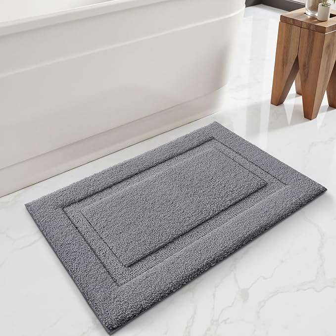 LUMI Ultra Soft Bathroom Rugs Non Slip with Rubber Backing, Absorbent Washable Bath Mat Quick Dry, Upgraded Premium Microfiber Plush Carpet for Bathtub and Shower Floor, Dark Grey, 24x36