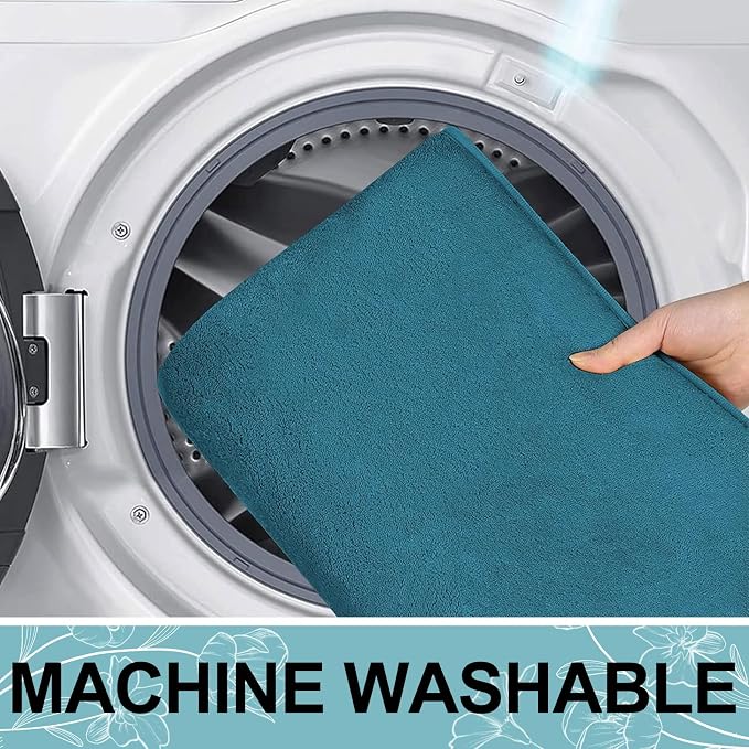 Smiry Memory Foam Bath Mat 59x34, Extra Soft and Absorbent Bathroom Mats, Non Slip Washable Carpet for Floor, Shower and Tub, Peacock Blue