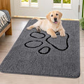 Smiry Dog Door Mat for Muddy Paws, Absorbent Dirt Trapper Non Slip Quick Dry Washable Chenille Mat for Mud Dogs, Entry Rug for Indoor and Outdoor (40x32 Inches, Dark Grey and Black)