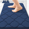 OLANLY Memory Foam Bath Mat Rug 30x20, Ultra Soft and Absorbent Bathroom Rugs, Non-Slip, Comfortable, Machine Washable Bath Carpet for Bathroom Floor, Tub, Shower and Home Decor Accessories, Navy