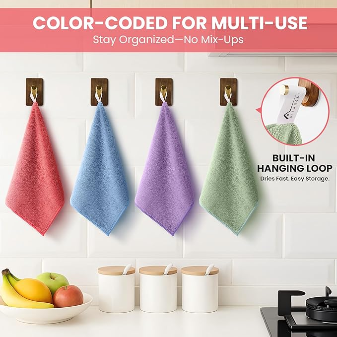 SIFANGKE Microfiber Cleaning Cloth, 150 Pack Assorted Color Cleaning Rags for Housekeeping, Colorful Reusable Microfiber Towels for Car, Kitchen, Bathroom and Household Cleaning Supplies, 11.8"X11.8"