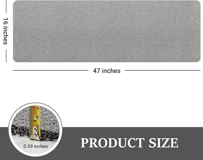 LuxStep Shower Mat Bathtub Mat,24x32 inch, Non-Slip Bath Mat with Drain, Quick Drying PVC Loofah Bathmat for Tub,Shower,Bathroom (Phthalate Free,Grey)
