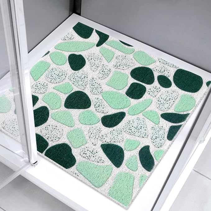 Square Shower Mat 32x32 Inch Non Slip Bath Mat for Inside Shower Loofah Shower Mat for Elderly Soft Textured Foot Massage Pad Bathroom Floor Mat for Wet Area, Without Suction Cups, Quick Drying