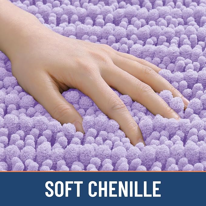 Smiry Bathroom Rugs Mat 30x20, Extra Soft Absorbent Chenille Bath Rugs, Non Slip Rubber Backing Machine Washable Quick Dry Bath Mats for Bathroom Floor, Tub, Shower, Home Decor Accessories, Purple