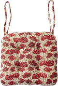 vctops Farmhouse Floral Print Chair Cushions with Ties U-Shaped Soft Comfortable Chair Pads Non Slip Seat Cushions for Indoor Dining Room and Kitchen Chairs (Flower A,16"x16")