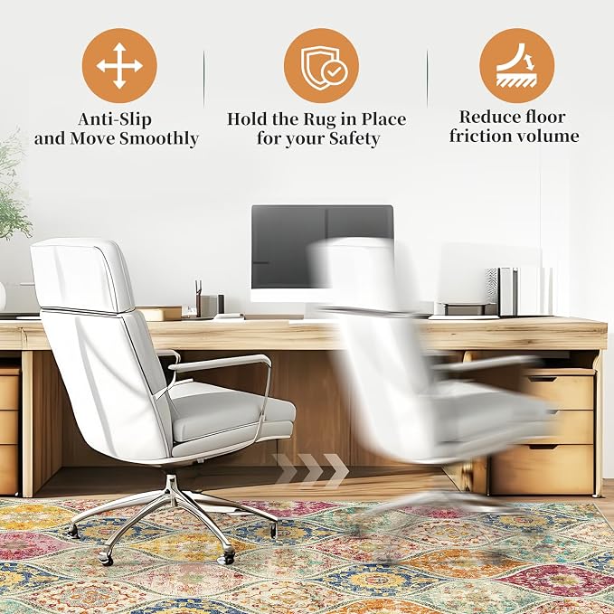 Office Chair Mat for Hardwood Floor & Tile Floor,48"X 60" Heavy Duty Desk Chair Mat for Hard Floors, Under Desk Rug for Rolling Computer Chair,Anti Slip,Low Pile Carpet Floor Protector-Multi