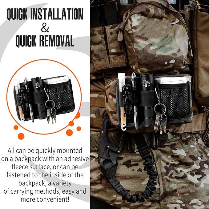 bvya Tactical Bag Insert Modular Panel Organizer Utility Admin Pouch Hook Fasteners for Gadgets